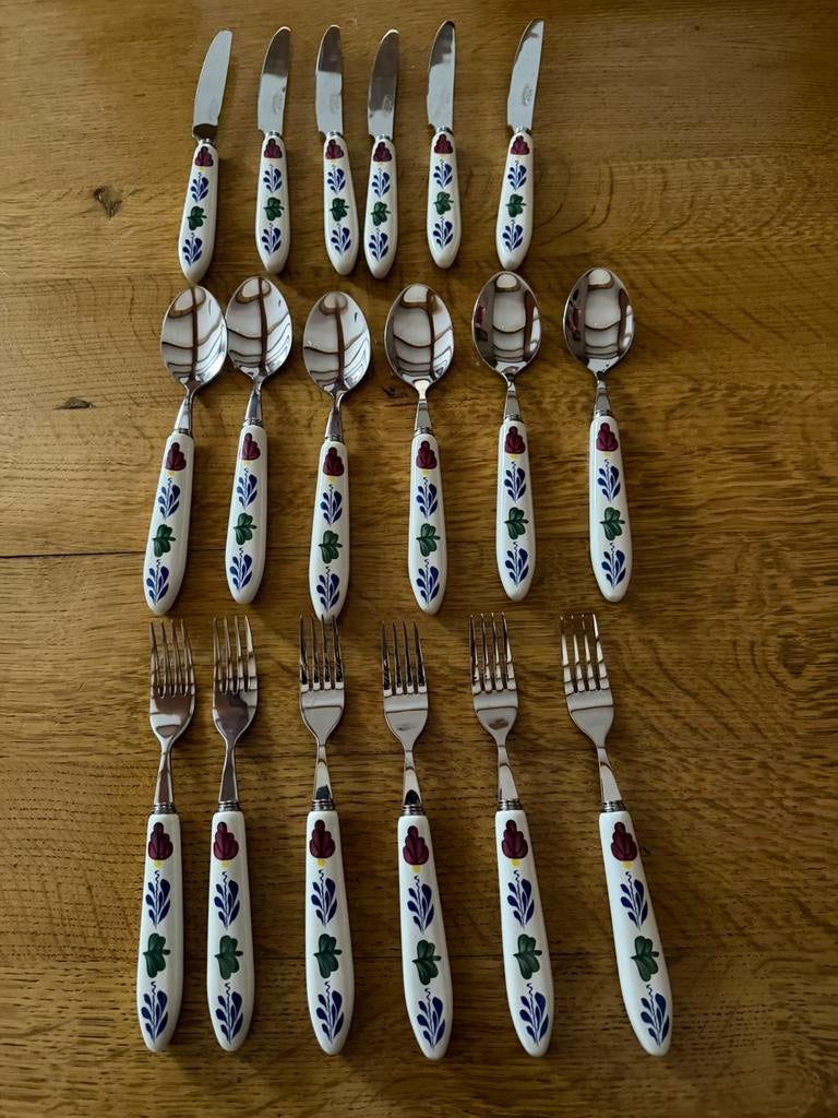 Boerenbont bestek, nieuw 6 delig, Ophalen of Verzenden, Zo goed als nieuw, Bord(en), Aardewerk