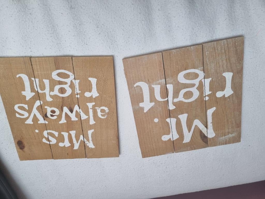 Mr. & Mrs. Houten Borden Set, Huis en Inrichting, Ophalen of Verzenden, Gebruikt