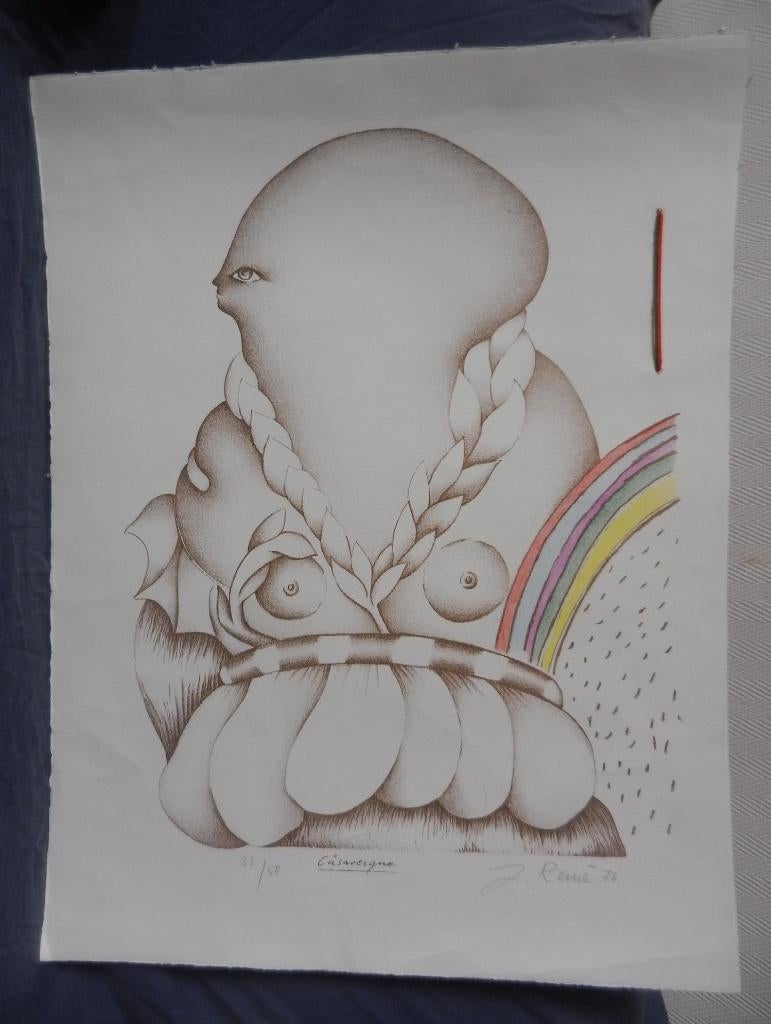 Grote kleurenlitho titel Cäsaresque Jorg Remé 1973 (geb 1941, Ophalen of Verzenden