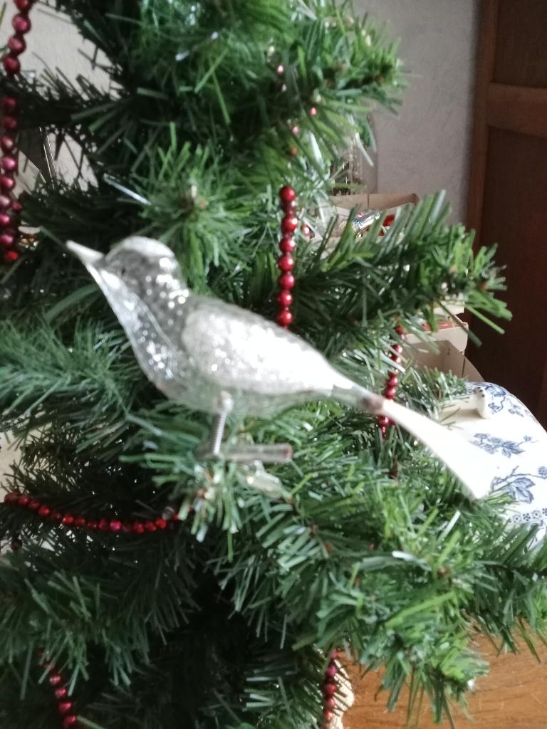 mooi oudere glazen vogeltje op clip doorzichtig glas, Ophalen of Verzenden, Gebruikt