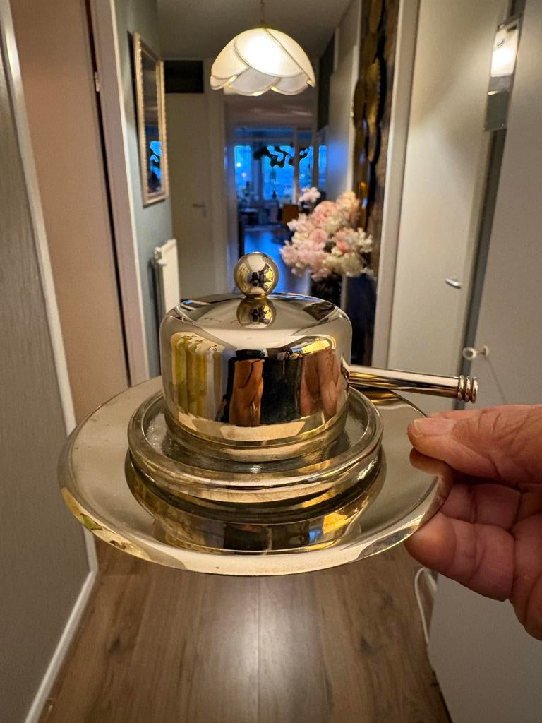 Verzilverde botervloot met mes, Ophalen of Verzenden, Zilver