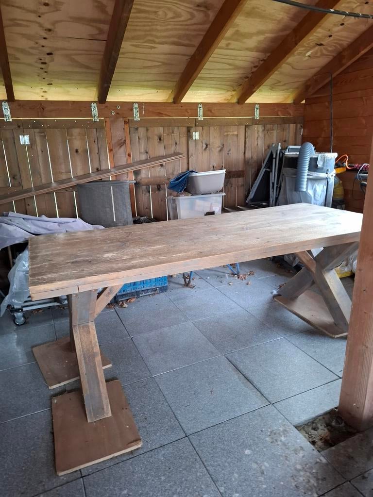 Steigerhouten eettafel, Huis en Inrichting, Tafels | Eettafels, Ophalen, Rechthoekig, 200 cm of meer, 50 tot 100 cm
