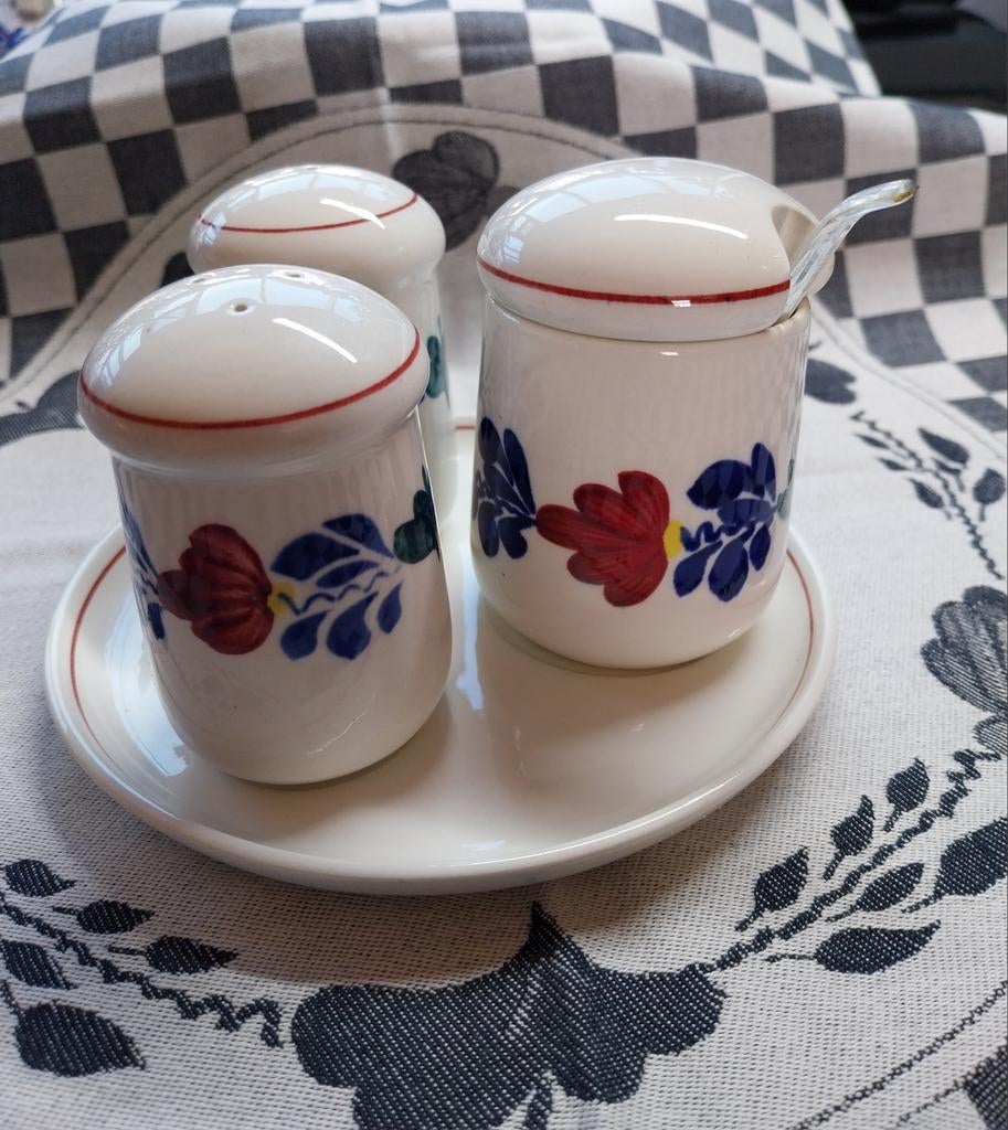 Boerenbont Menagesetje Mosterd Peper Zout, Ophalen of Verzenden, Nieuw