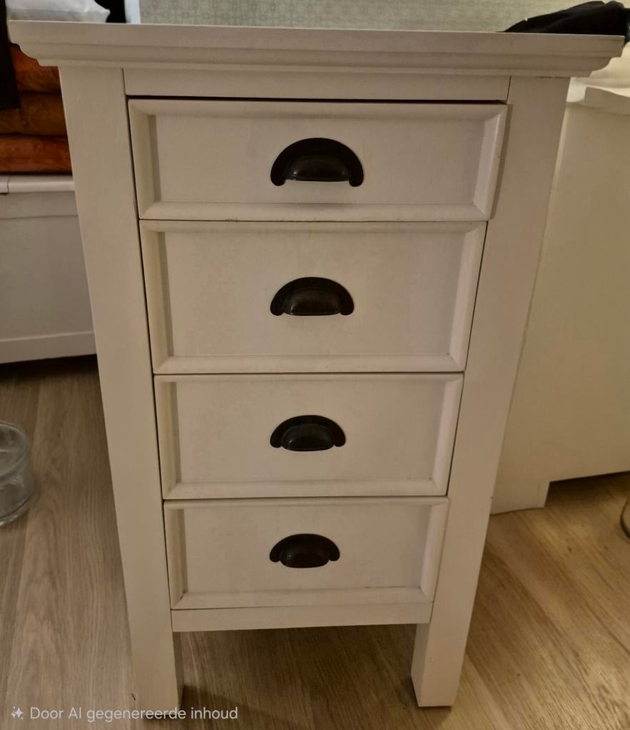 Leuk brocante ladenkastje gebroken wit, Minder dan 50 cm, Gebruikt, Ophalen of Verzenden, Met lade(s)