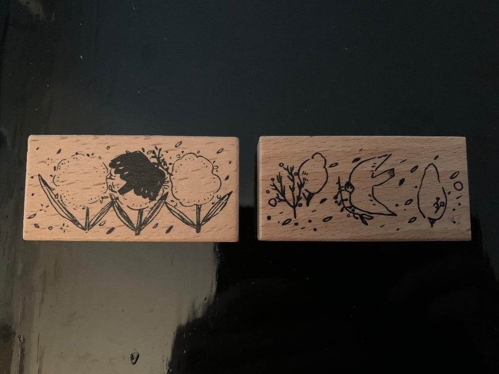 Stempel set Yamadoro wishes from the bird, Ophalen of Verzenden, Gebruikt, Houten stempel