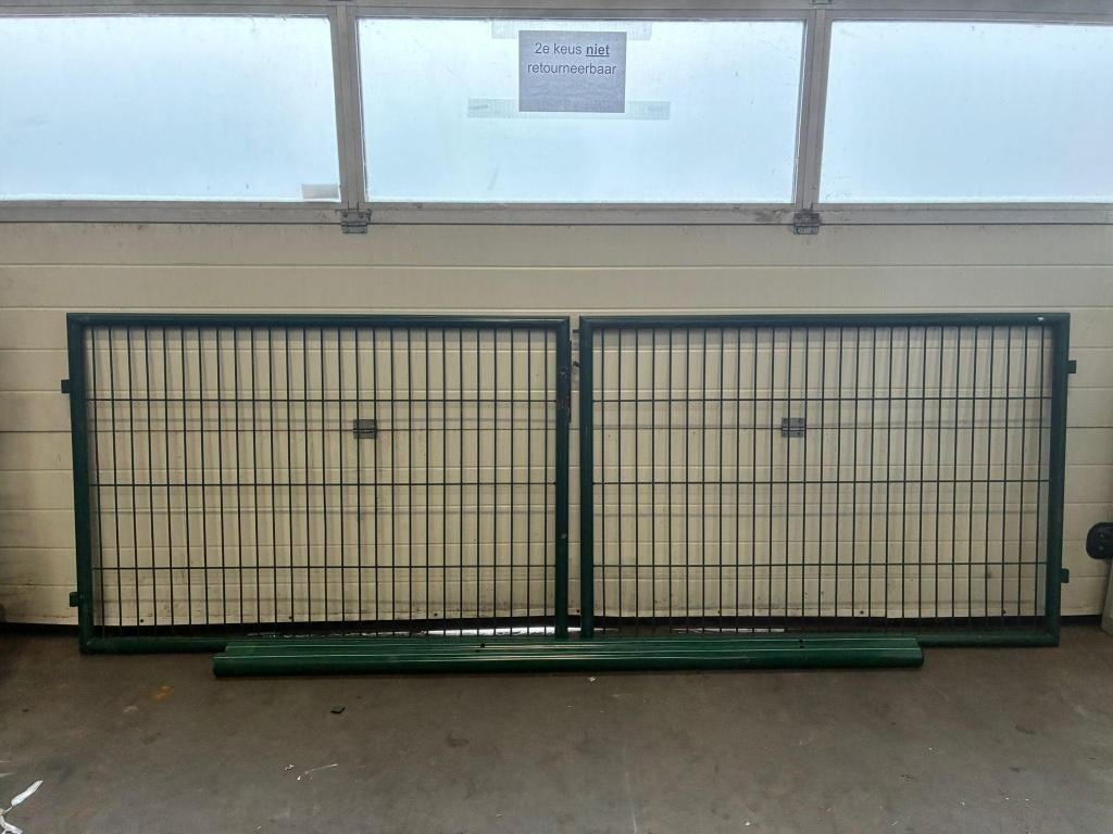 Dubbele Tuinpoort - 100 x 300 cm -Groen RAL6005 -Tweede Keus, Gebruikt, Verzenden, Hekwerk Centrale Twente, 100 tot 150 cm