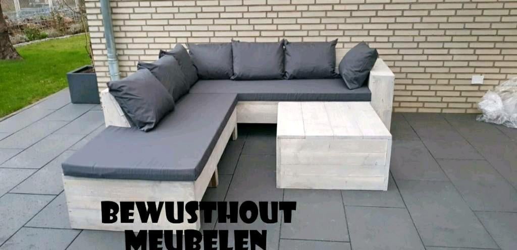 ACTIE! Steigerhout Hoekbank Monaco.!! 5 Dagen Levertijd!!!, Tuin en Terras, Tuinsets en Loungesets, Steigerhout, Ophalen of Verzenden