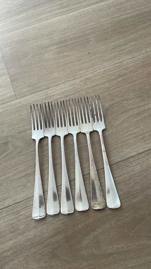 Verzilverde dinervorken Gero Haags lofje, Antiek en Kunst, Antiek | Bestek, Ophalen of Verzenden