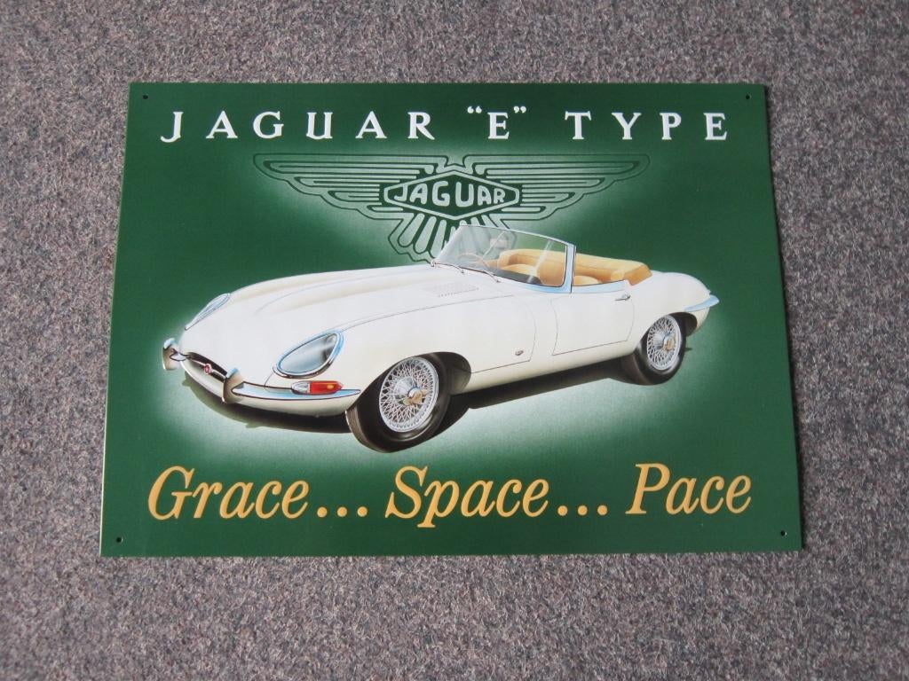 JAGUAR E TYPE BLIKKEN RECLAMEBORD, Ophalen, Zo goed als nieuw, Reclamebord