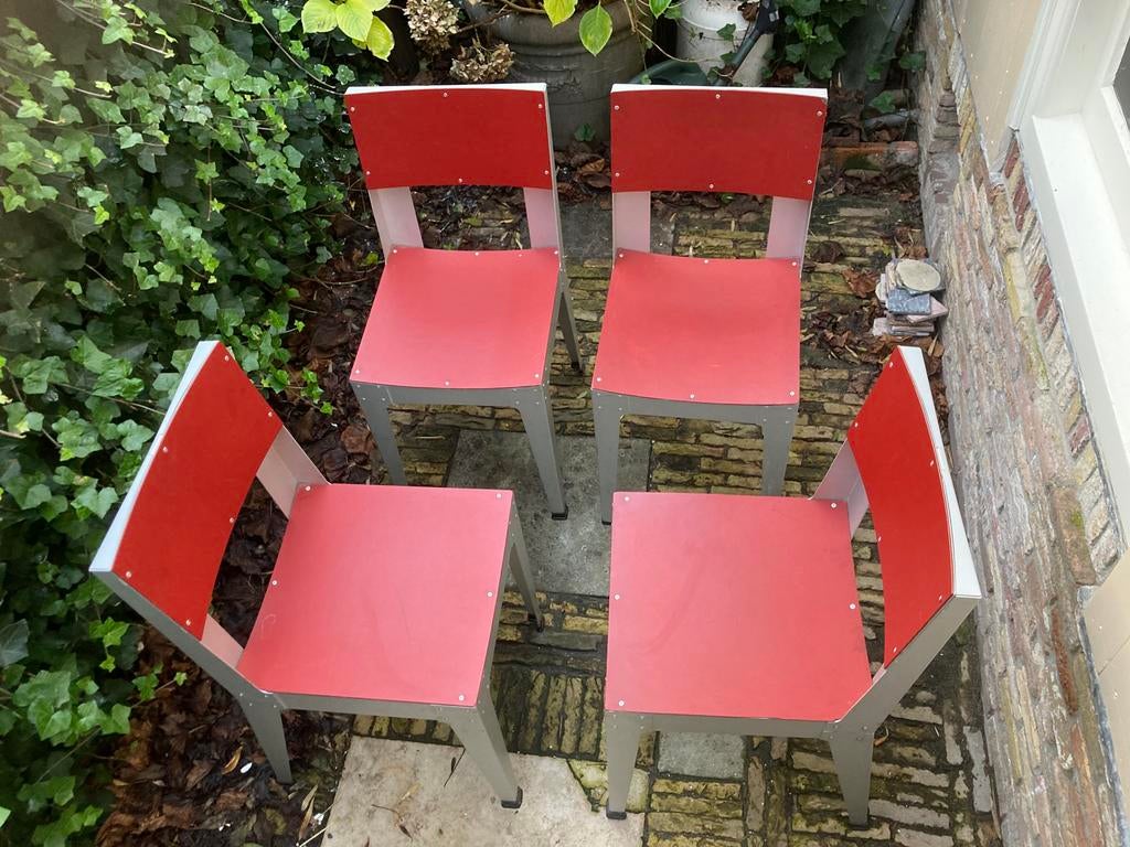 Piet Hein Eek design alu eettafel stoelen, Ophalen, Gebruikt, Overige kleuren, Design minimalistisch