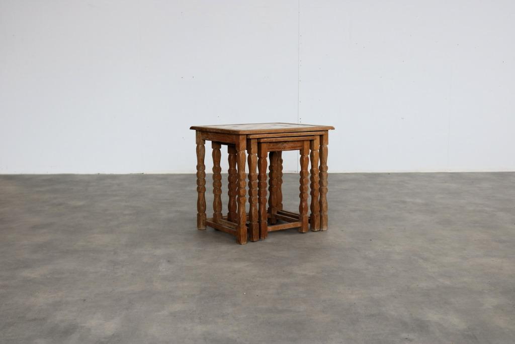 brutalist bijzettafels | nesting tables | jaren 60 | Deens, Huis en Inrichting, Tafels | Bijzettafels, Minder dan 55 cm, Gebruikt