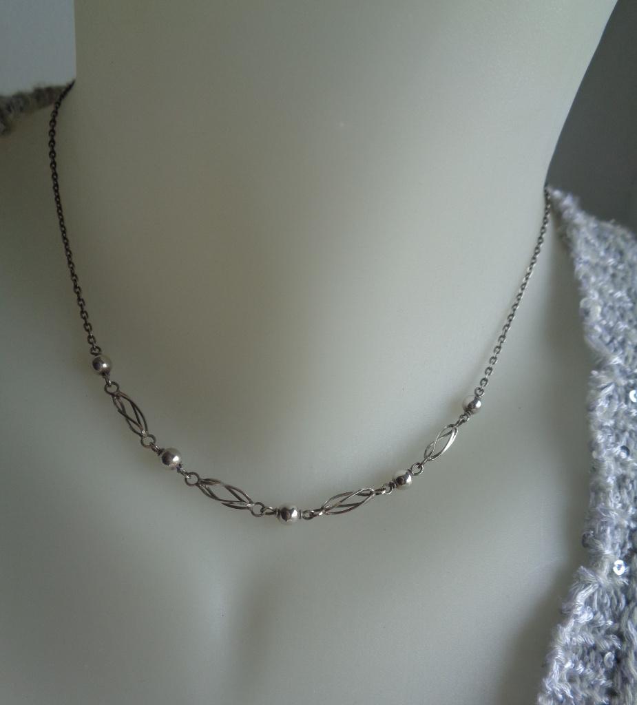 zilveren ketting met open schakels en bolletjes [400], Sieraden, Tassen en Uiterlijk, Kettingen, Verzenden, Zo goed als nieuw