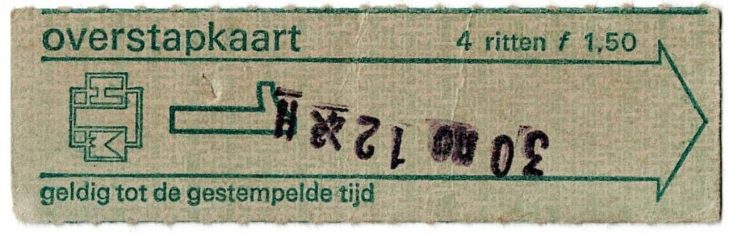 Den Haag, HTM overstapkaartje gebruikt, 50-er jaren, Verzenden, Gebruikt, Tram, Overige typen