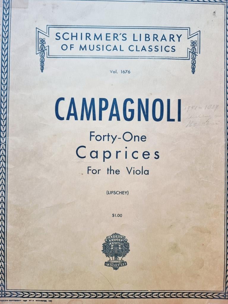 Campagnoli - Forty-One Caprices For the Viola, Gebruikt, Klassiek, Ophalen of Verzenden, Viool of Altviool