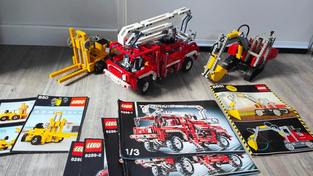 Lego Technic: Brandweerwagen, Graafmachine & Heftruck, Ophalen of Verzenden, Gebruikt, Complete set, Lego