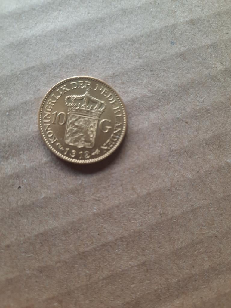 Gouden 10 Gulden Munt Koningin Wilhelmina 1912, Ophalen, Goud, Koningin Wilhelmina, Losse munt