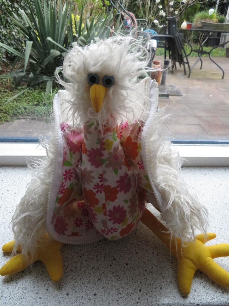 Kip of struisvogel merk Gwénaël Malcorpi meet ca 42 cm, Kinderen en Baby's, Speelgoed | Knuffels en Pluche, Zo goed als nieuw