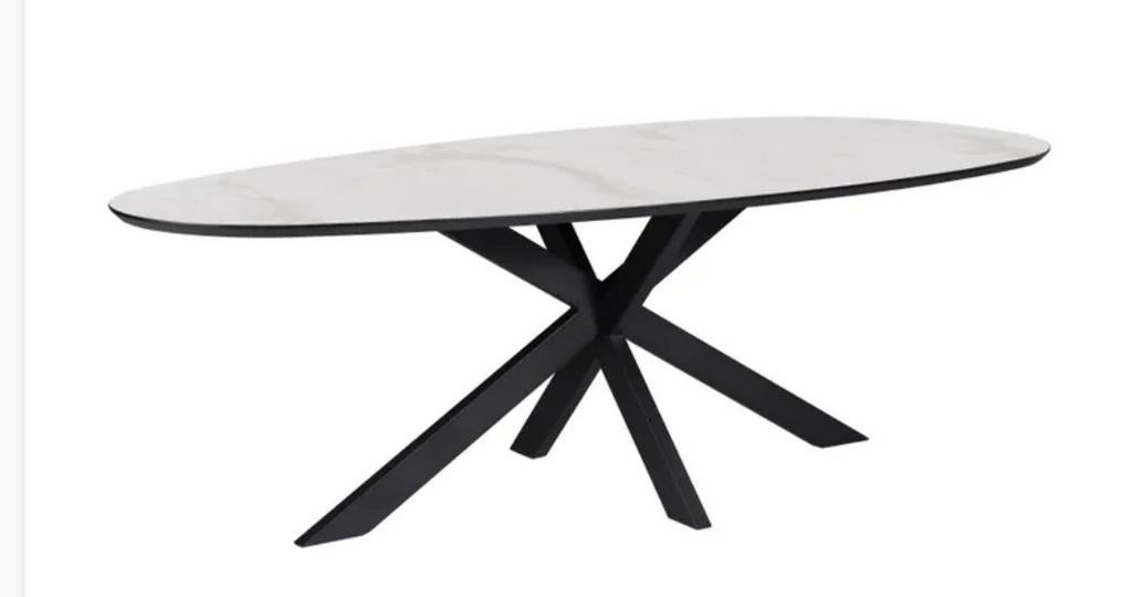 Nyborg organische tafel met zwart kruispunt nieuw !, Ophalen, Kunststof, Nieuw, 50 tot 100 cm