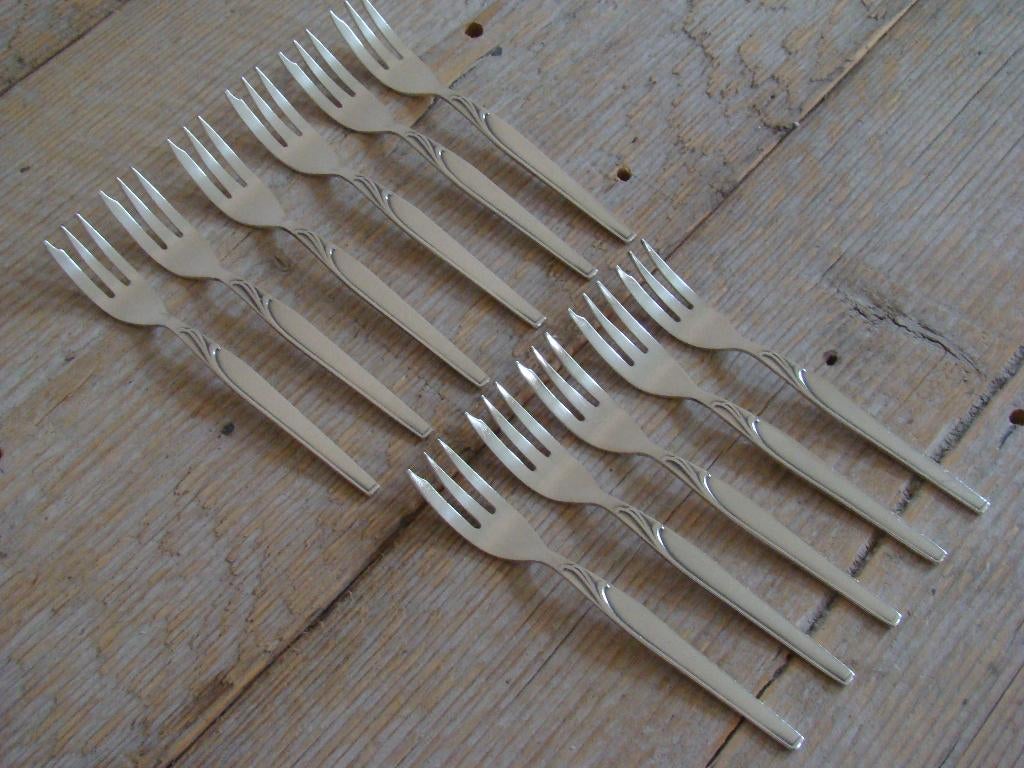 11x Taartvorkje, verzilverd, Sola 100 PAOLA, gaaf, Ophalen of Verzenden