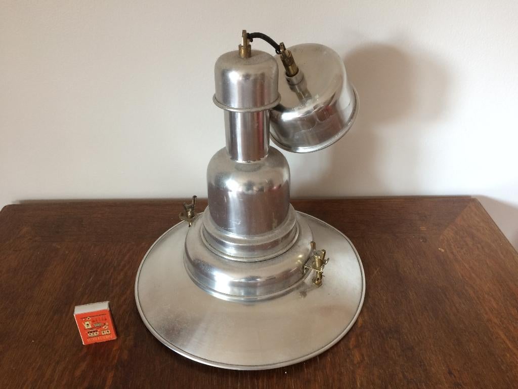 Industriële zilverkleurige blikken aluminium hanglamp blik, Huis en Inrichting, Lampen | Hanglampen, Zo goed als nieuw, Minder dan 50 cm