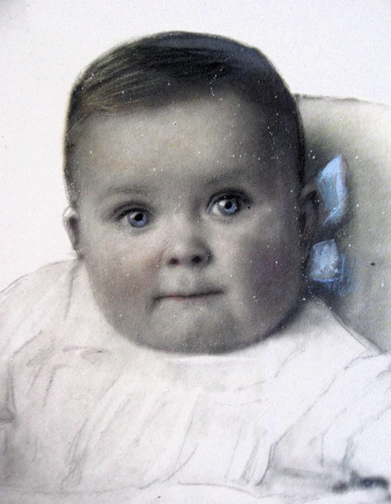 Pasteltekening baby Eefje , 7 maanden oud, jaren 30, Ophalen of Verzenden