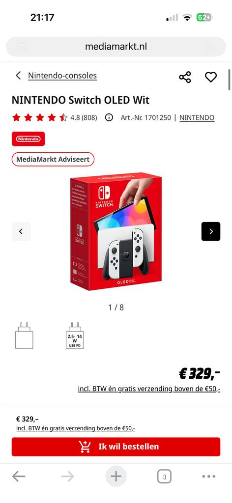 Nintendo OLED switch  +  4 mario spellen en toad treasure, Gebruikt, Overige modellen, Ophalen of Verzenden, Zonder simlock