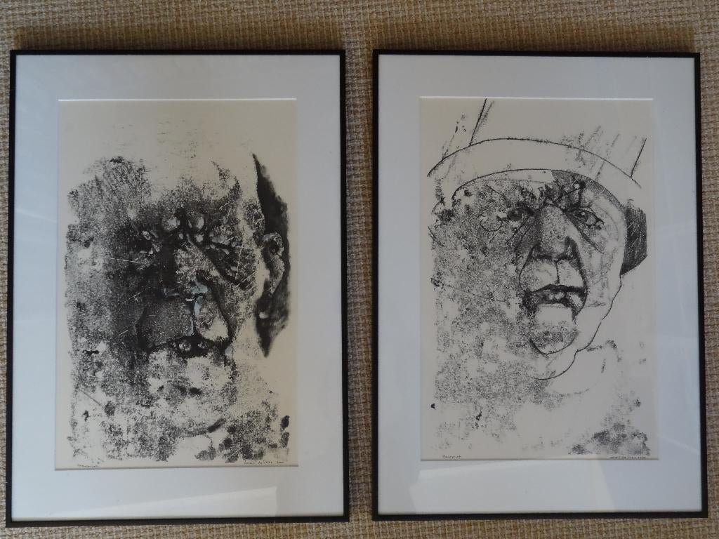 serie mannen portretten, monoprint, Louis de Vries, 2000, 2000 tot heden, Verzenden, Overige technieken, Portret