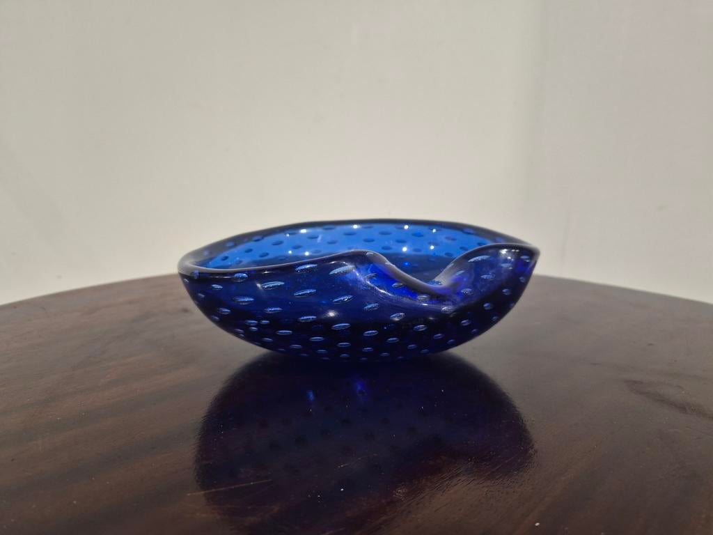 Murano bullicante glazen vintage asbak blauw, Antiek en Kunst, Antiek | Glas en Kristal, Ophalen of Verzenden