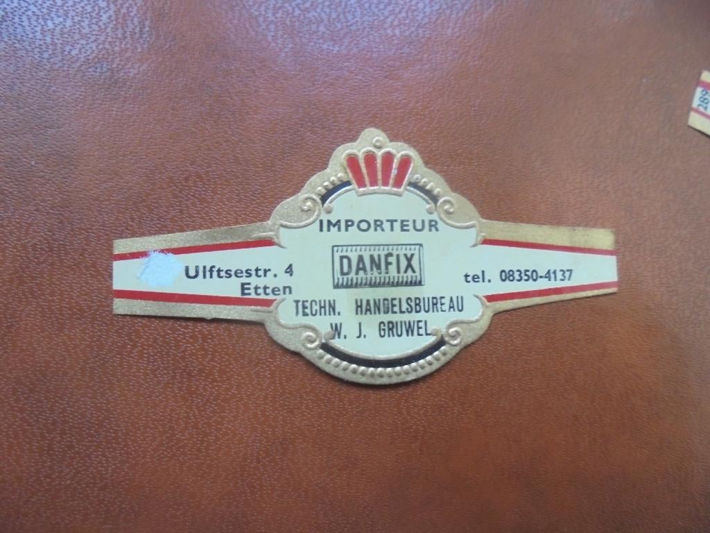 Oude sigarenband Danfix in ETTEN van W.J. Gruwel, Ophalen of Verzenden, Zo goed als nieuw, Sigarenbandjes