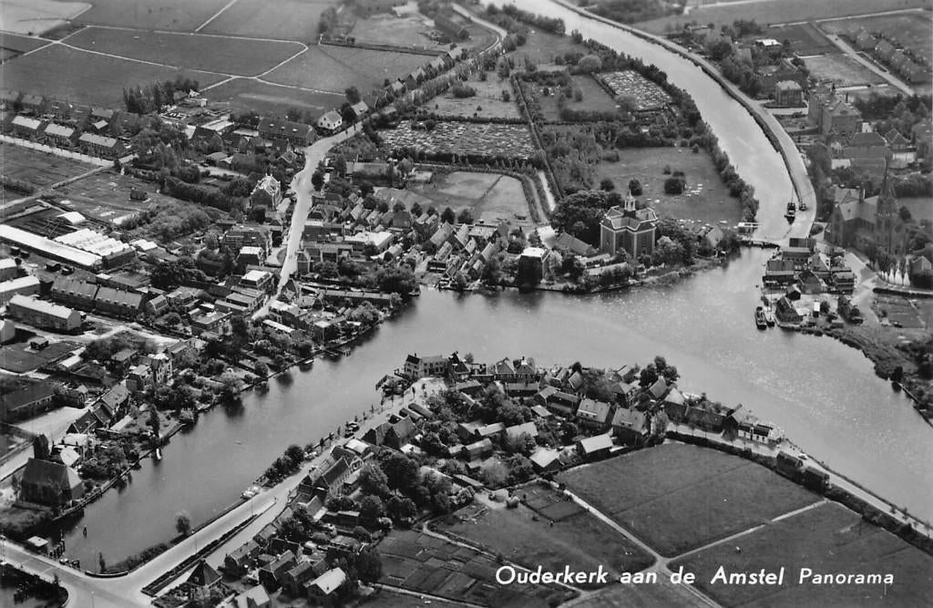 JN682 Ouderkerk ad Amstel Panorama ca 1950, Ophalen of Verzenden, 1940 tot 1960, Ongelopen, Noord-Holland