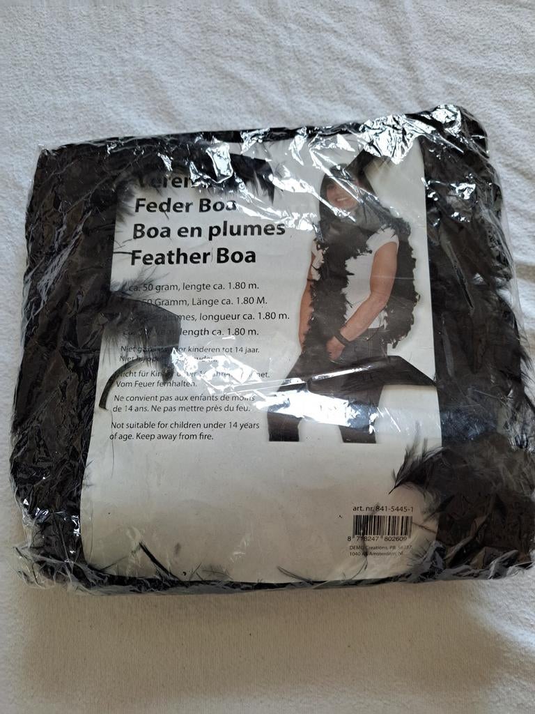 Zwarte Veren Boa - 1.80m lang, 50 gram, Ophalen of Verzenden, Nieuw, Accessoires