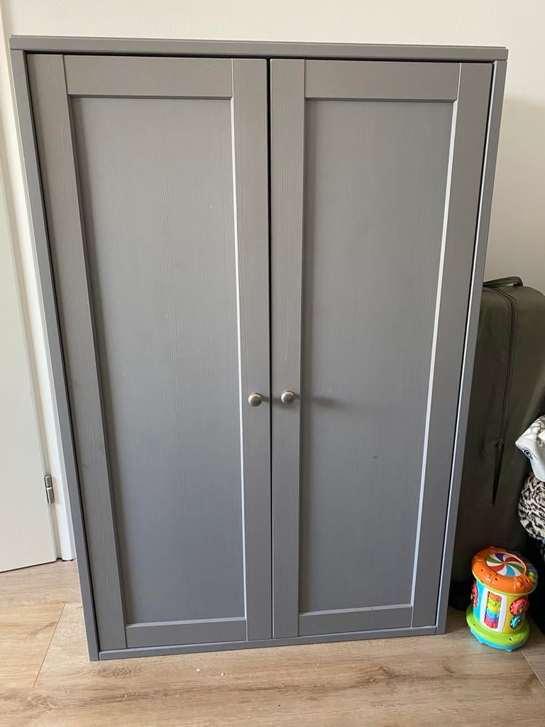 Grijze kast met 2 deuren en planken - Gebruikt, Ophalen, Gebruikt
