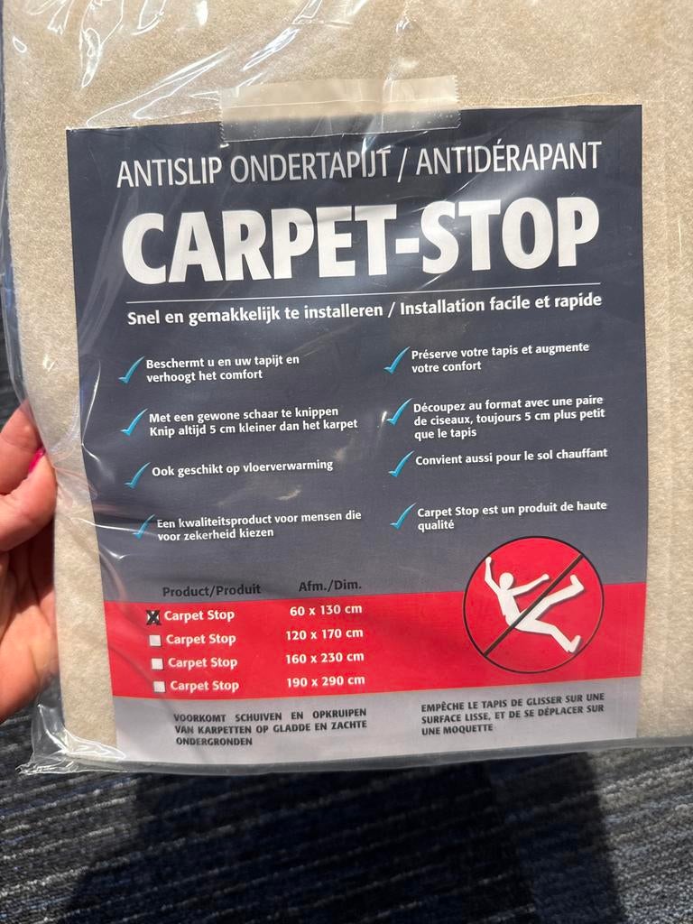 Antislip ondertapijt Carpet-Stop 60x130 cm, Huis en Inrichting, Stoffering | Tapijten en Kleden, 100 tot 150 cm, Beige, Nieuw