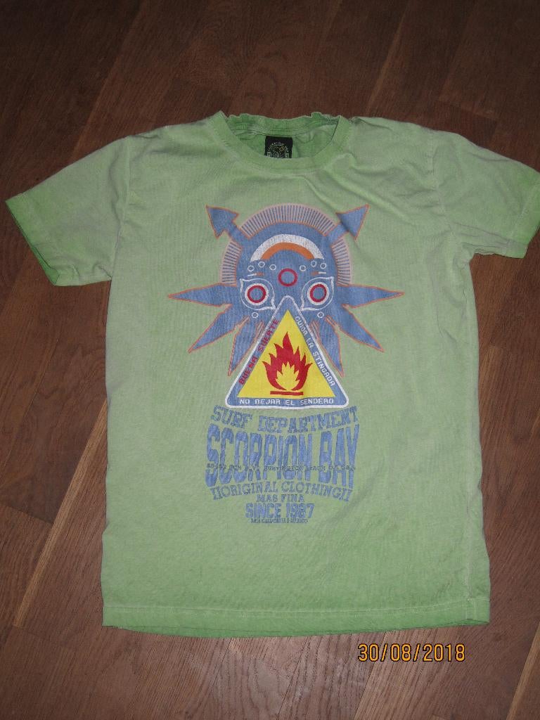 Scorpion Bay groen shirt met print maat 146, Gebruikt, Ophalen of Verzenden, Jongen, Shirt of Longsleeve