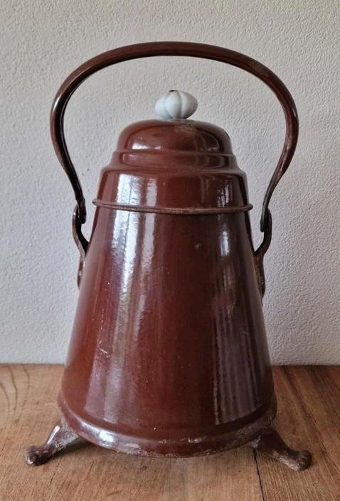 Bruine emaille doofpot, Antiek en Kunst, Ophalen of Verzenden