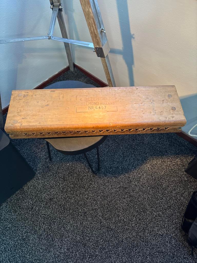 Antieke houten mangel van L. Bezemer & Zn, Helmond, Antiek en Kunst, Ophalen of Verzenden