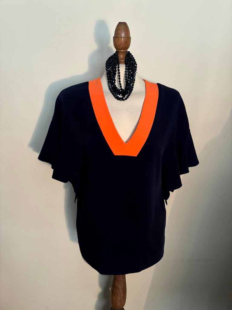 BAUM UND PFERDGARTEN TOP DARK BLUE/ORANJE, Maat 38/40 (M), Zo goed als nieuw, Korte mouw, Verzenden