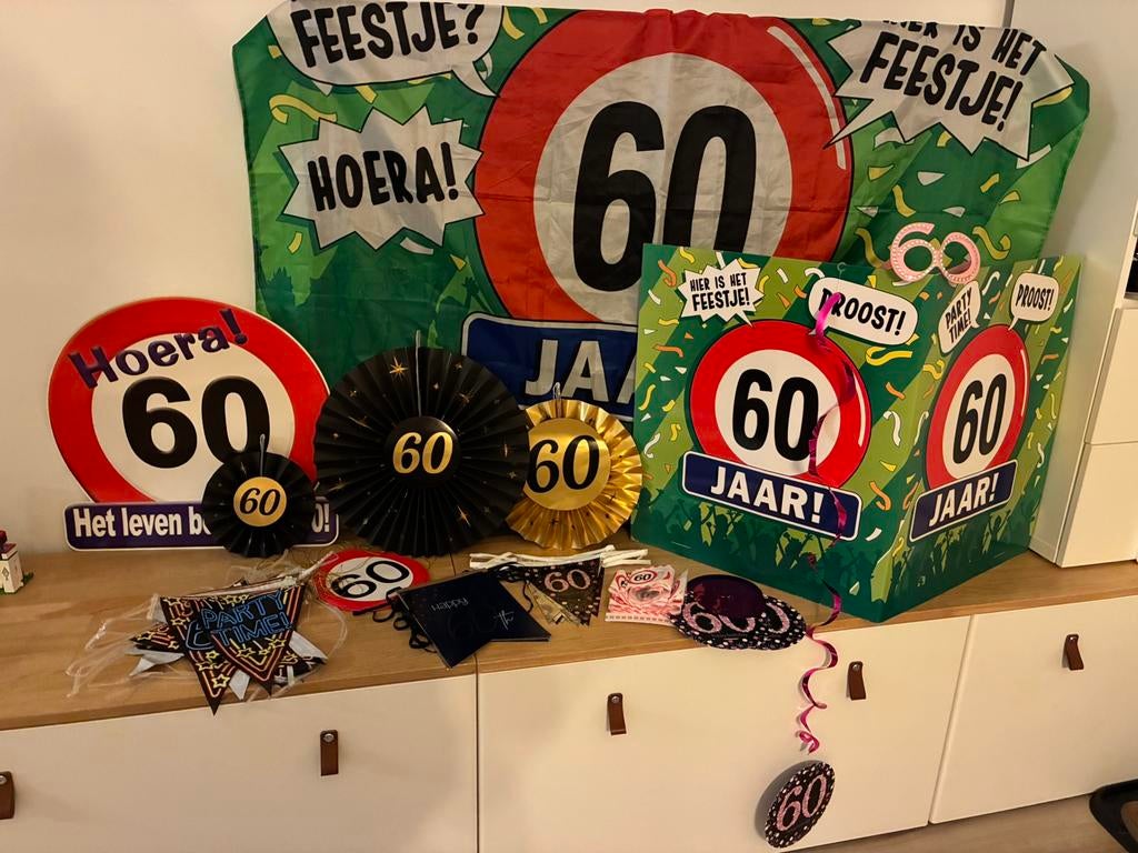 Versiering 60 zestig jaar, Ophalen of Verzenden, Zo goed als nieuw, Versiering, Verjaardag