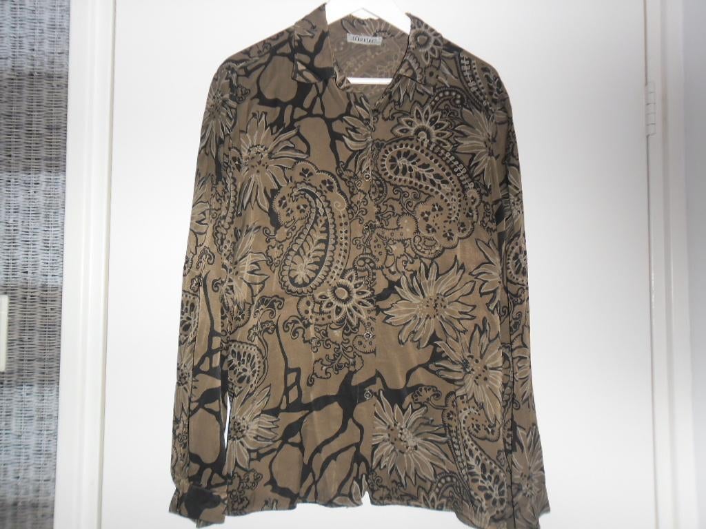 Transfer Bruin/Zwarte Blouse Met Print En Knoopjes Maat XL, Kleding | Dames, Blouses en Tunieken, Nieuw, Maat 46/48 (XL) of groter