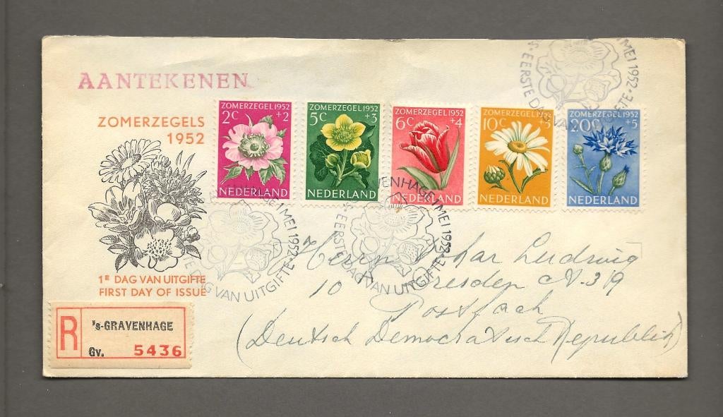 1952 Zomerzegels FDC E9 zonder achterklep, Postzegels en Munten, Postzegels | Eerstedagenveloppen, Verzenden, Beschreven, Nederland
