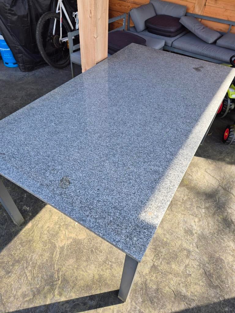 Tafel met stenen blad - 160x90, Ophalen, Gebruikt, Rechthoekig