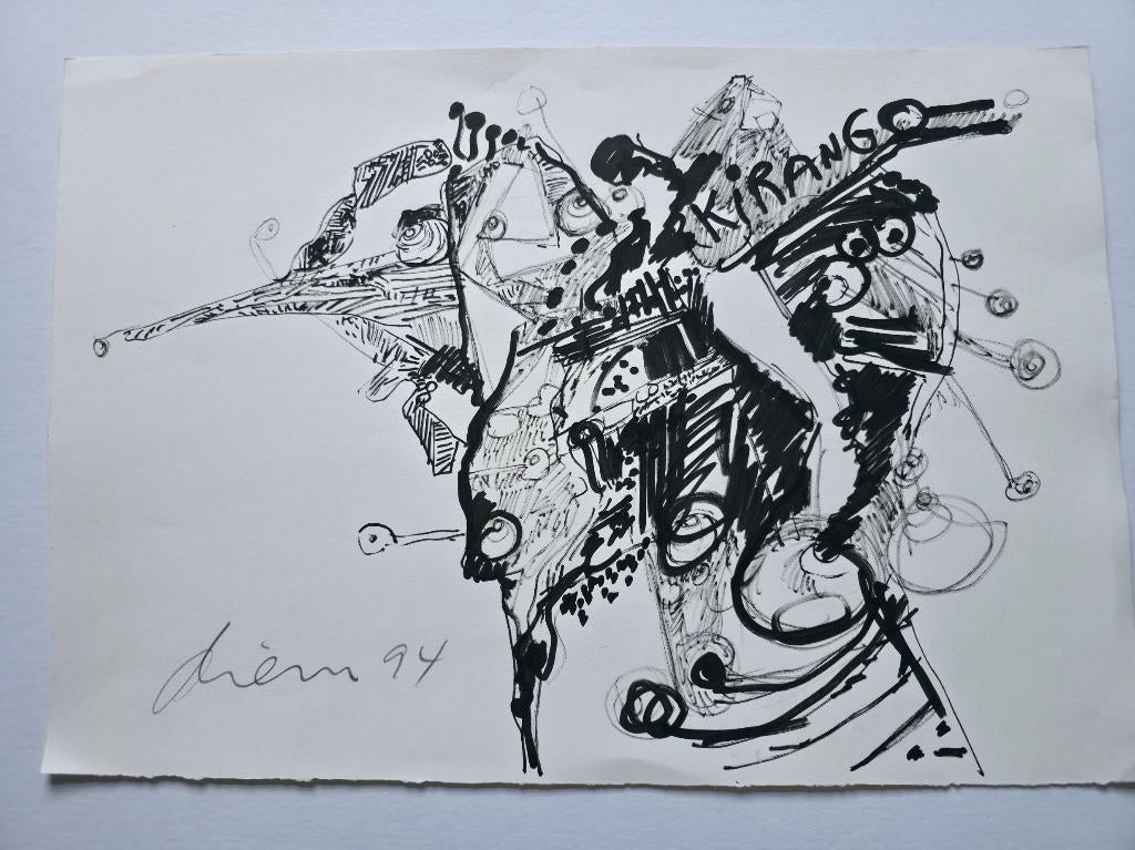 Gemengde Techniek van Peter Diem 50x35 cm., Ophalen of Verzenden