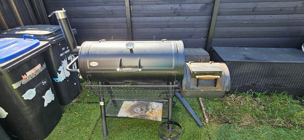 Houtskool barbecue met rookoven Texas Grill Houston, Tuin en Terras, Houtskoolbarbecues, Ophalen, Gebruikt, Texas Grill