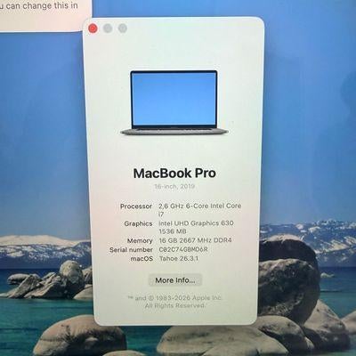 MacBook Pro 2019 16-inch i7 16GB 512GB SSD + Office pakket, Ophalen of Verzenden, Zo goed als nieuw