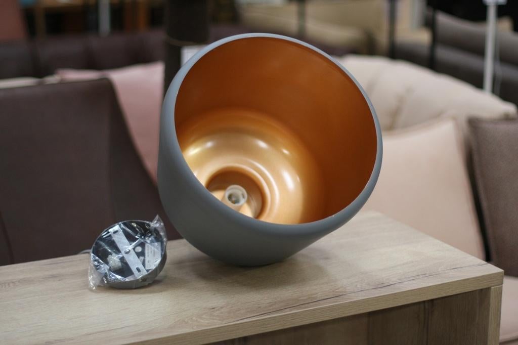 Leuke ronde hanglamp metaal hout grijs koper Lucide Graham, Ophalen of Verzenden, Zo goed als nieuw, Hout, Minder dan 50 cm