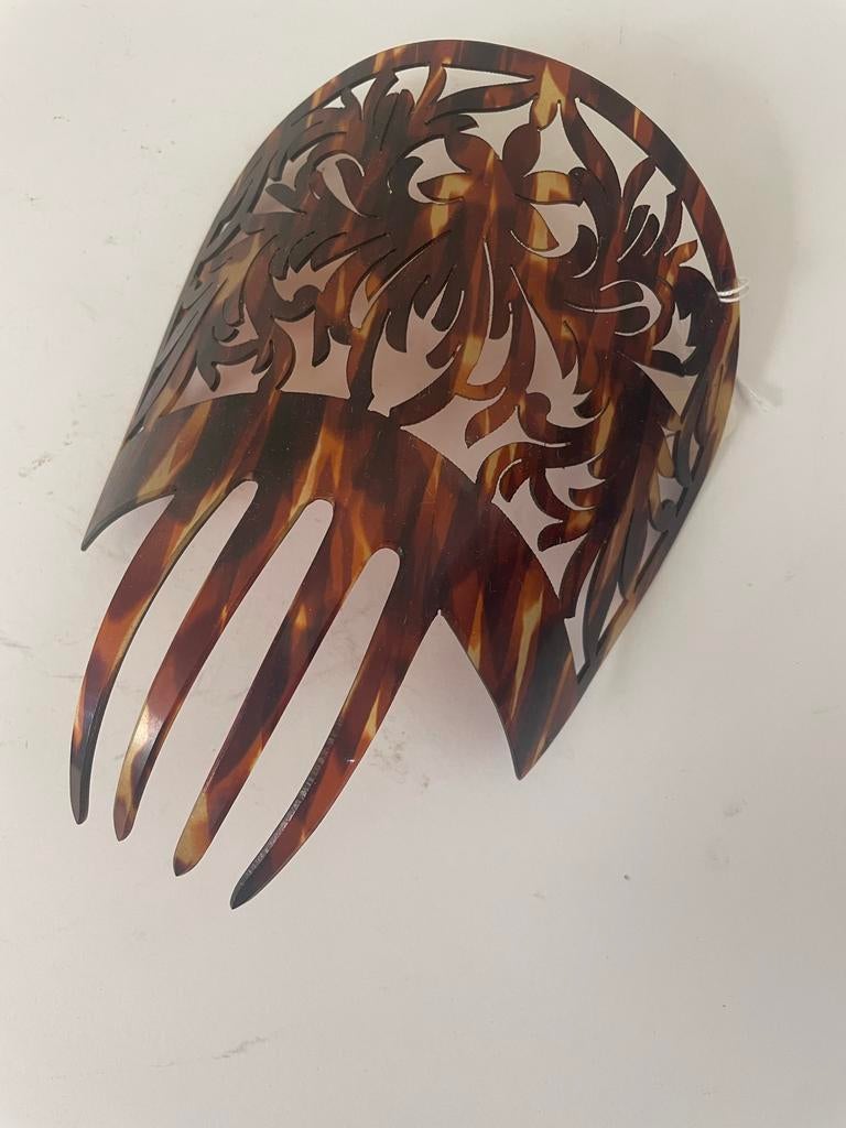 Antieke Spaanse Peineta - Celluloid Schildpad Imitatie, Antiek en Kunst, Ophalen of Verzenden, Dames