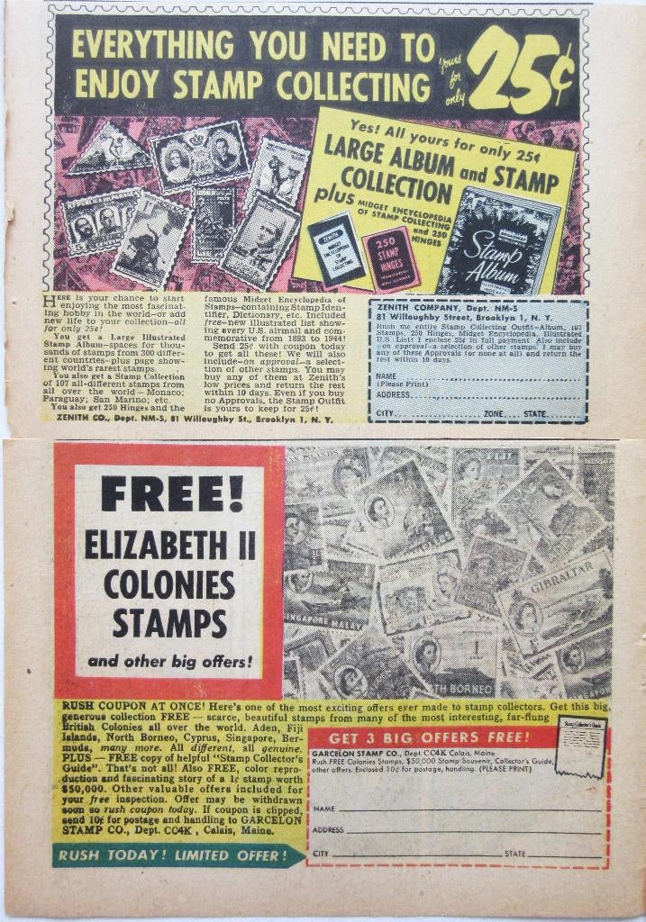 7 VS advertenties postzegels 50-60s postzegelverzameling, Ophalen of Verzenden, Gebruikt, Overige typen