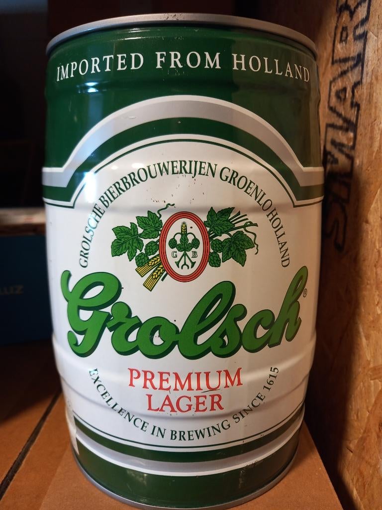 Grolsch Premium Lager 5 liter Bier Blik Vaatje (leeg) 02, Verzenden, Flesje(s), Overige merken
