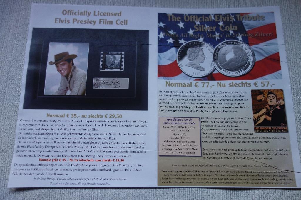 Reclamefolder Elvis Presley Edel Collecties, Verzamelen, Muziek, Artiesten en Beroemdheden, Nieuw, Foto of Kaart, Ophalen of Verzenden