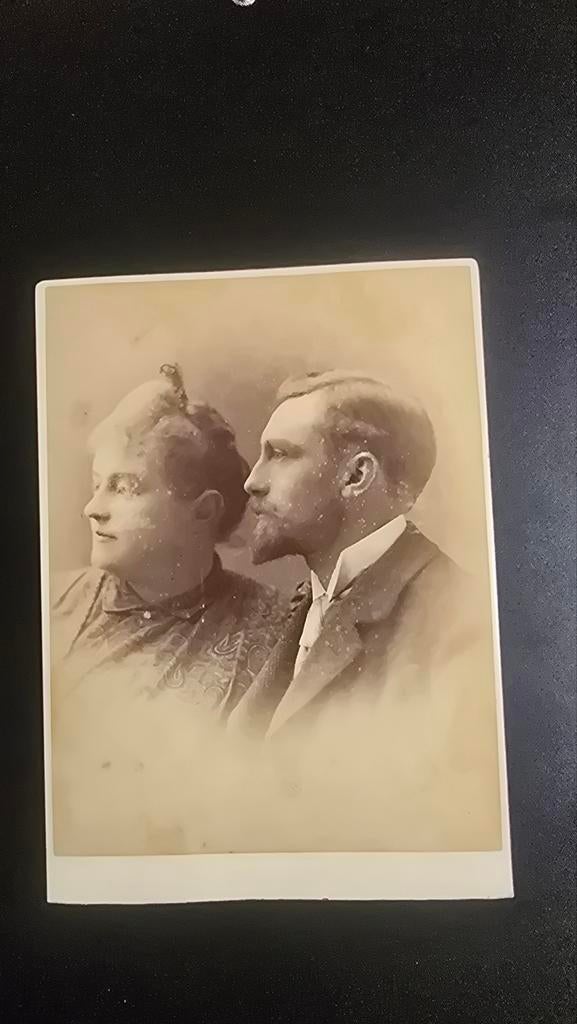 Antieke foto van een stel, ca. 1900, Ophalen of Verzenden